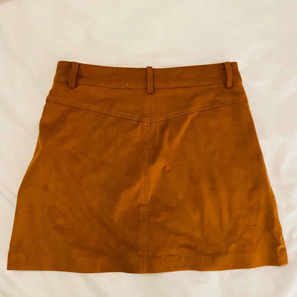 Zara Rust Suede Button Mini Skirt - Picture 5 of 7